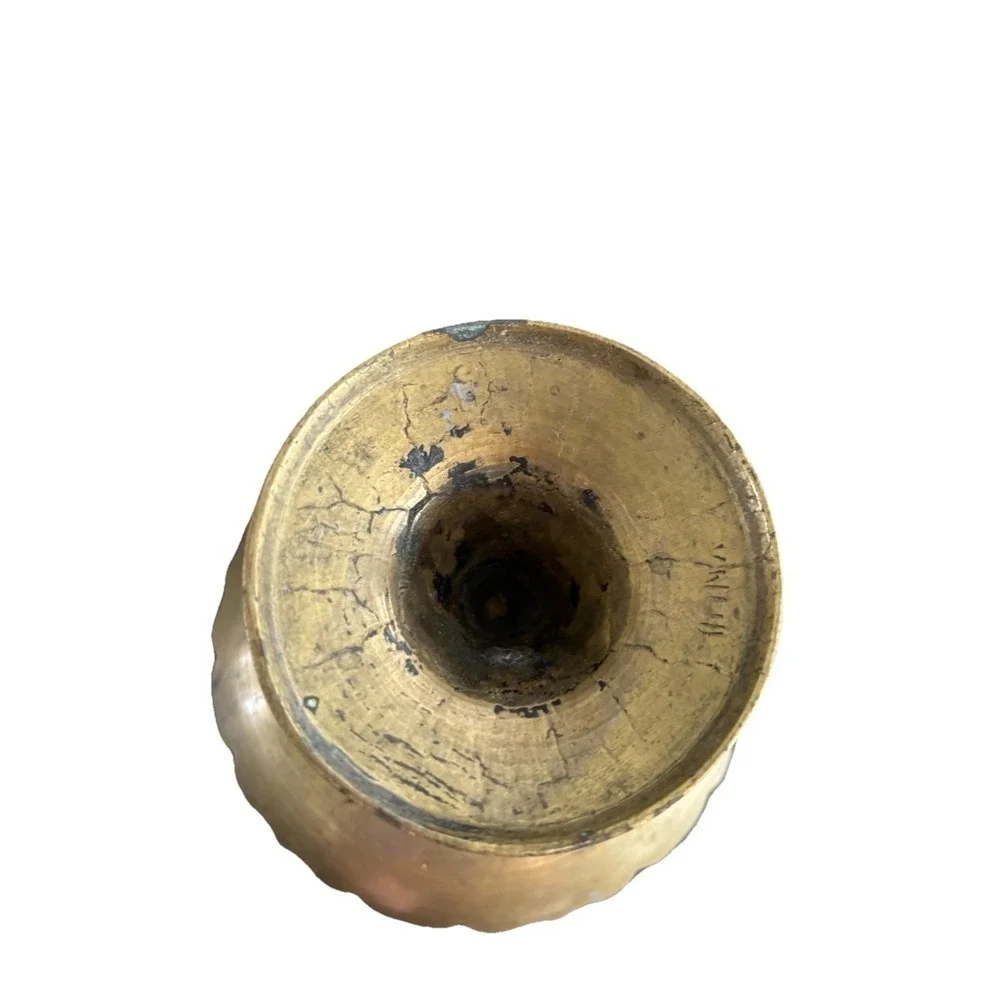Vintage Solid Brass Compote With Etching 5 5/8